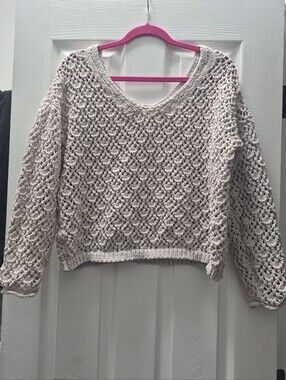 Nicole Miller Artelier Off Shoulder Sweater Beige